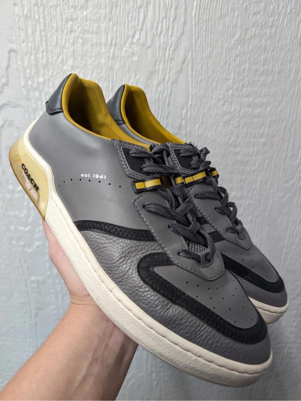 Coach Citysole Court Shoes Grey Lace Up Leather Sneakers Men's 10.5 EU 44